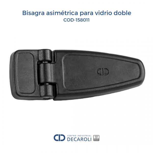 Bisagra asimétrica para vidrio doble