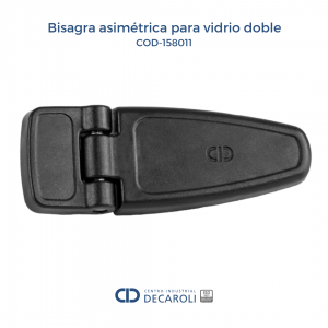 Bisagra asimétrica para vidrio doble